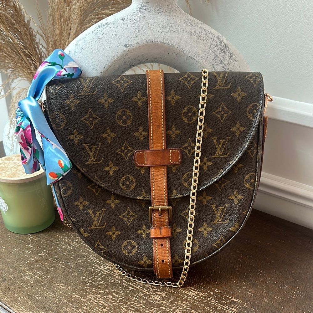 Louis Vuitton Brown Monogram Bag with Blue Accent